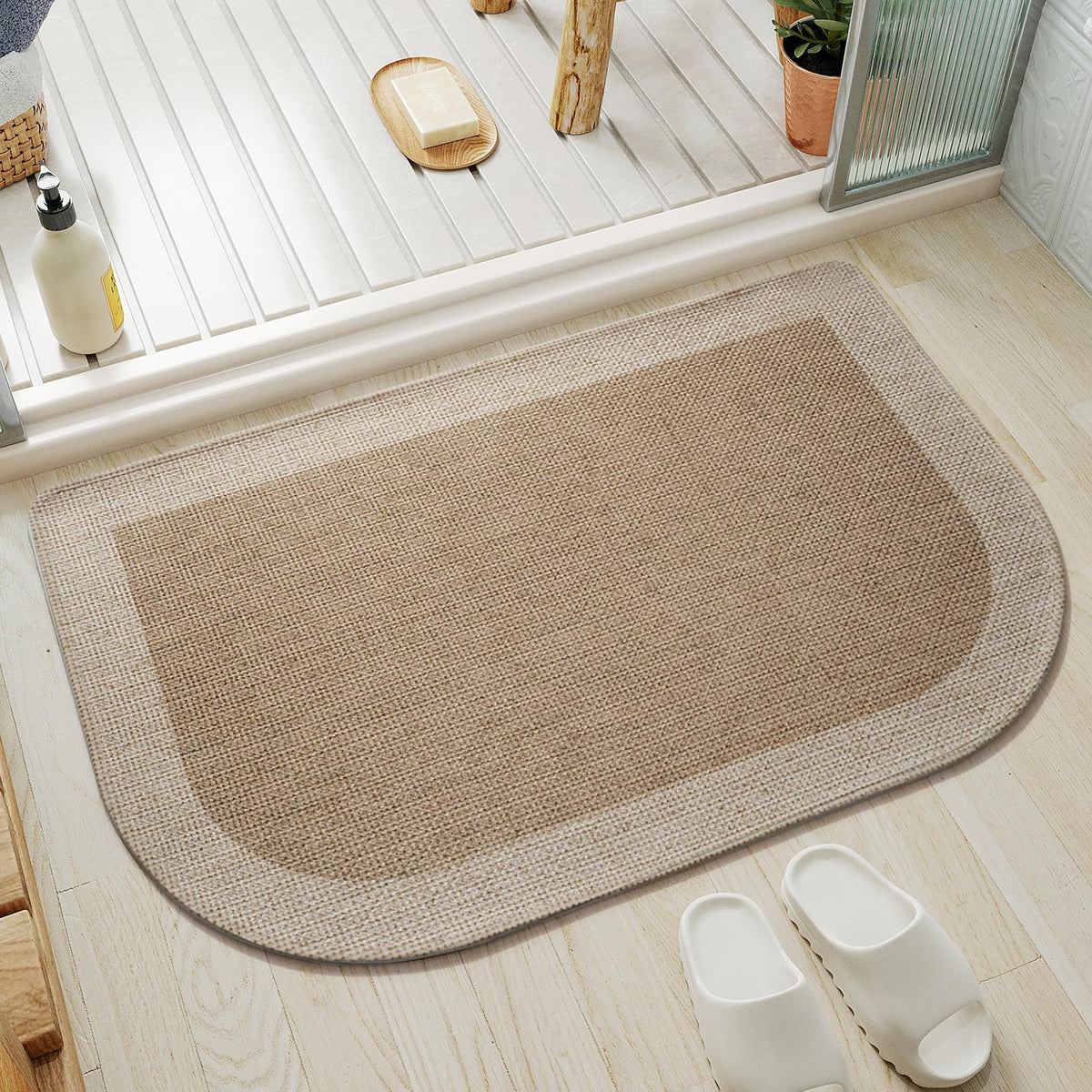 YDKGL ultra-thin bath mat under-door design for tight spaces and easy door movement