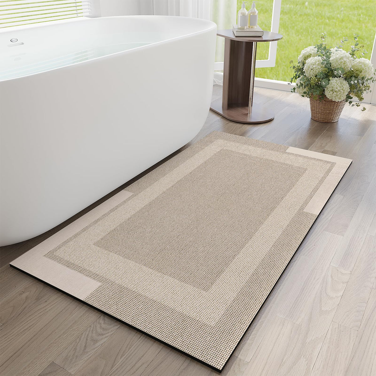 YDKGL non-slip long bath mat with rubber backing provides secure grip on wet floors
