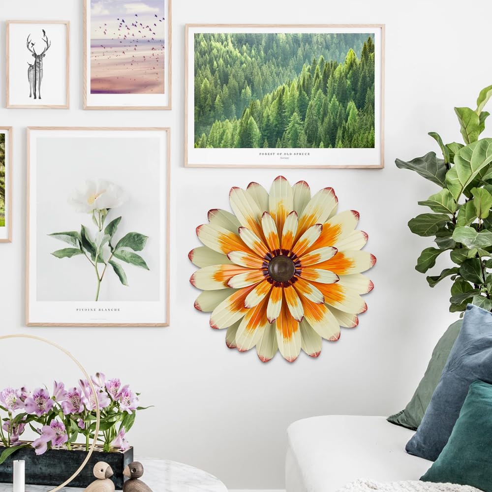YEAHOME flower wall art with 3-D petals adds dimensional texture to walls