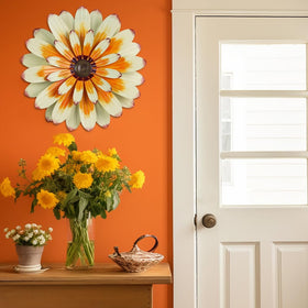 YEAHOME handmade-feel bloom wall art with warm finish and gold accents