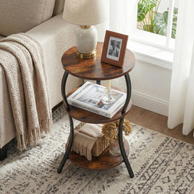 YEAKOO vintage round side table close-up shows durable finish