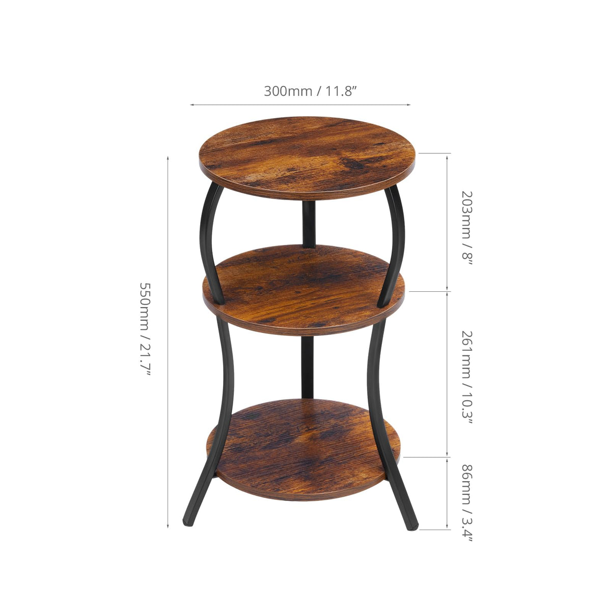 YEAKOO vintage round side table metal legs provide sturdy support