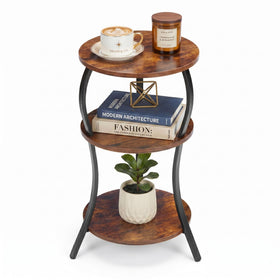 YEAKOO vintage round side table top with smooth wood finish for compact spaces