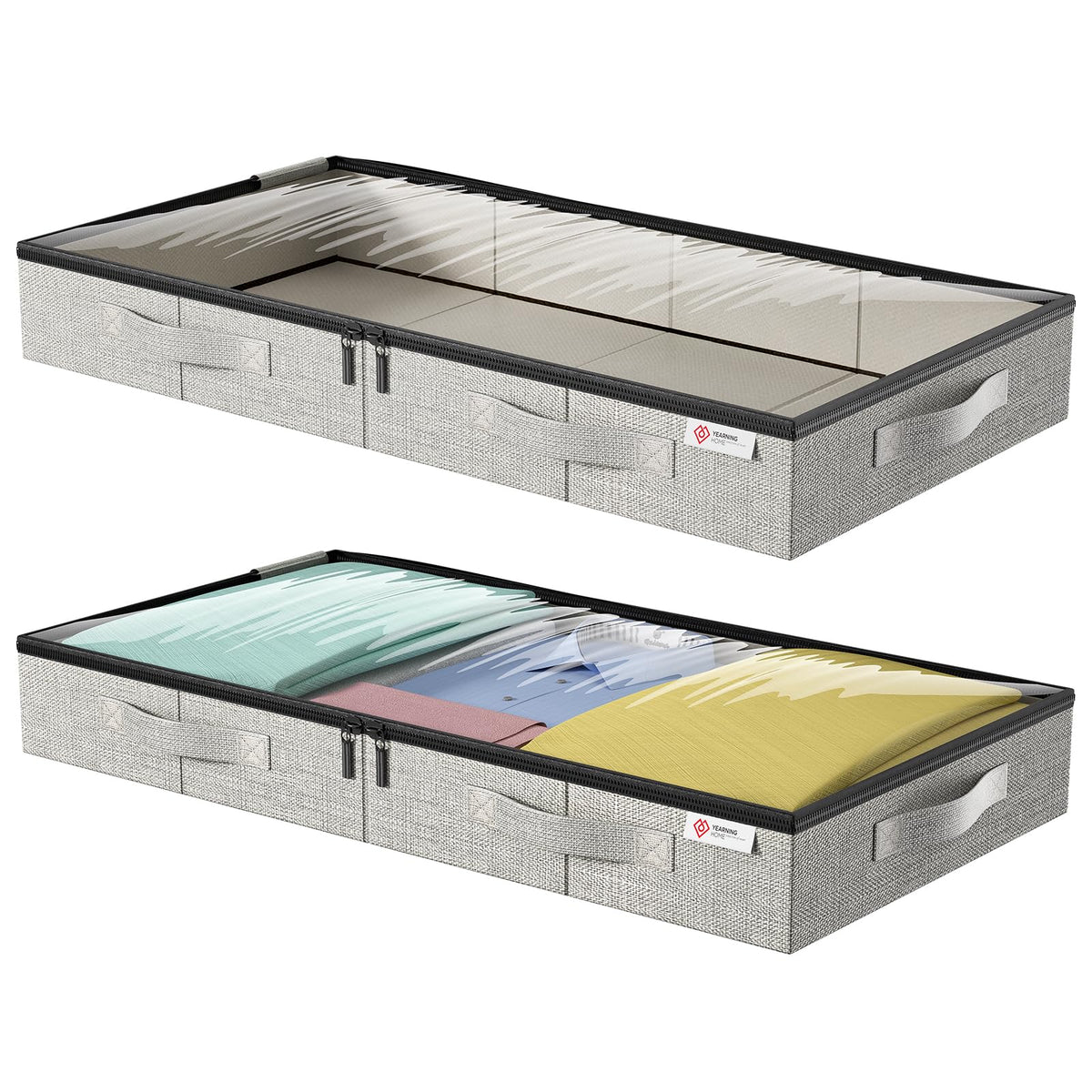 YearningHome under-bed storage with 45L capacity for clothing and blankets.