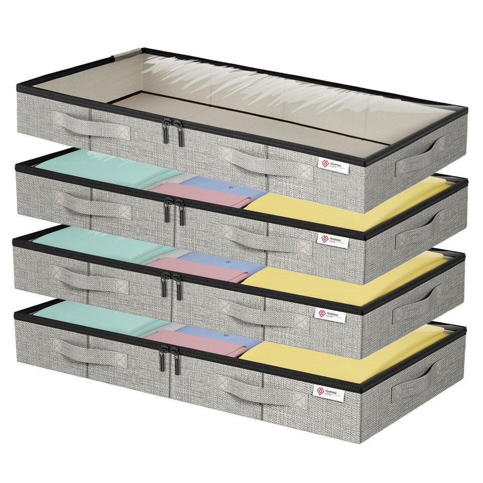 YearningHome underbed storage container with clear window keeps clothes visible and accessible.