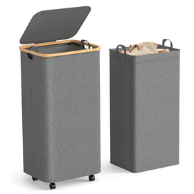Yecaye 100L laundry hamper on wheels moving smoothly between rooms