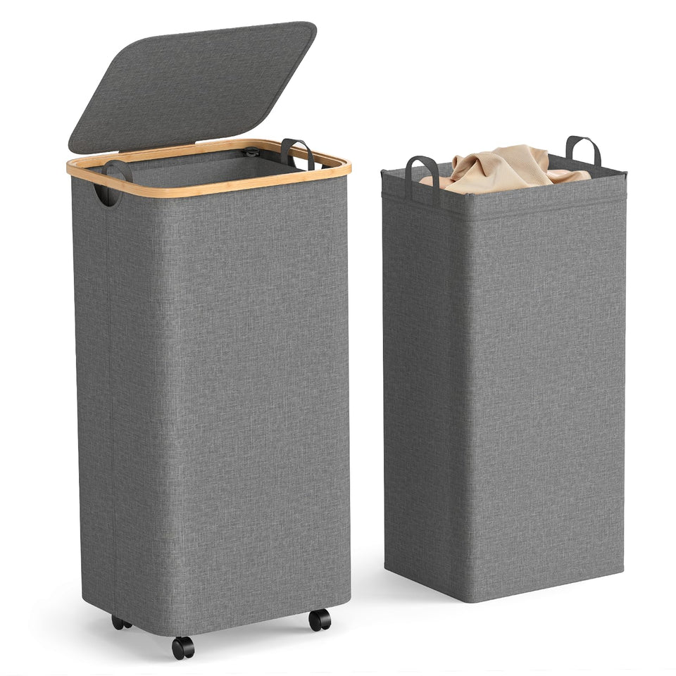 Yecaye 100L laundry hamper on wheels moving smoothly between rooms