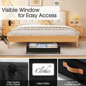 Yecaye 2-pack under-bed storage, compact and versatile for dorm rooms.
