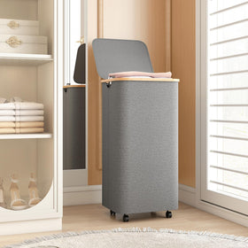 Yecaye bamboo lid adds natural style to the laundry hamper