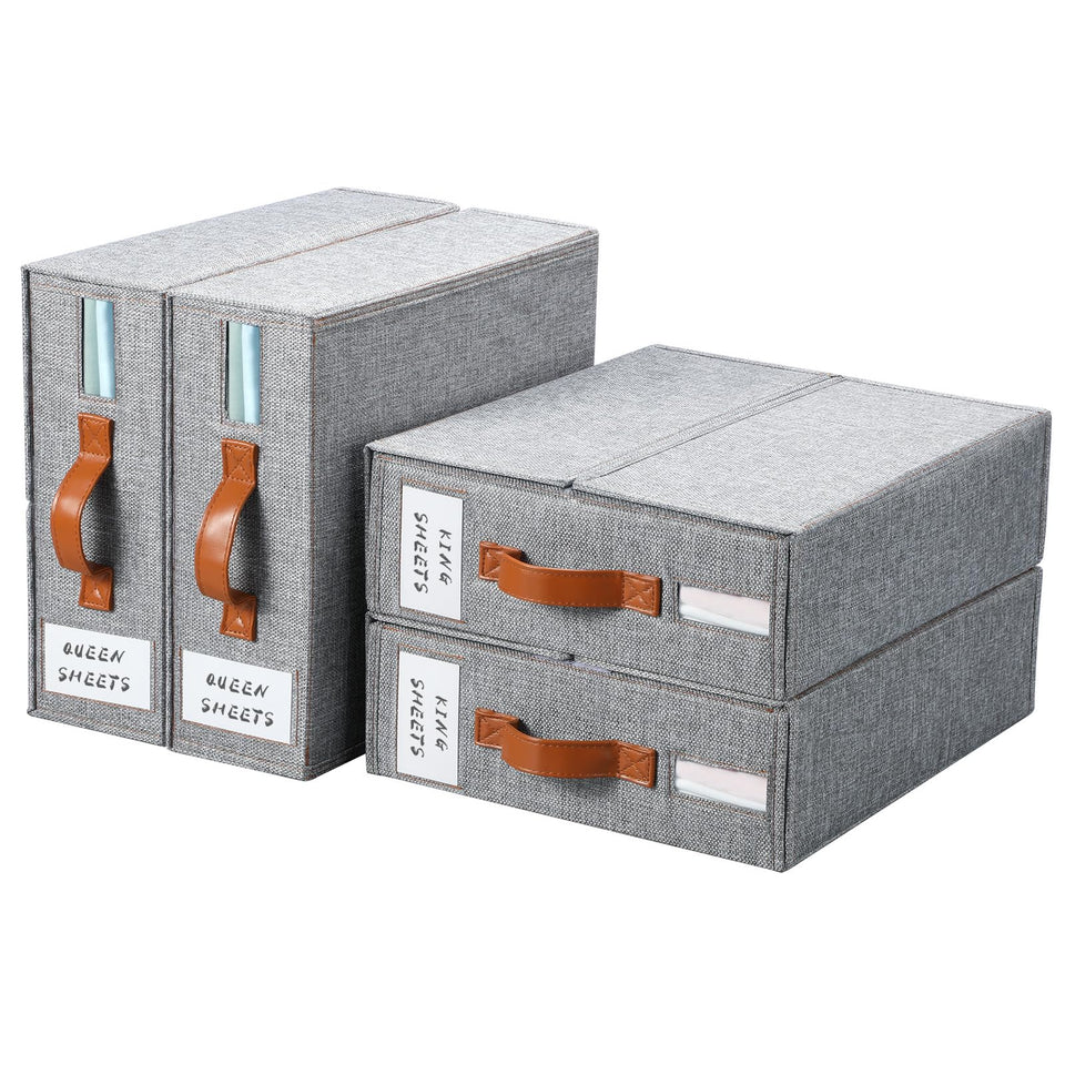 Yecaye bed sheet organizer with window view for quick selection.