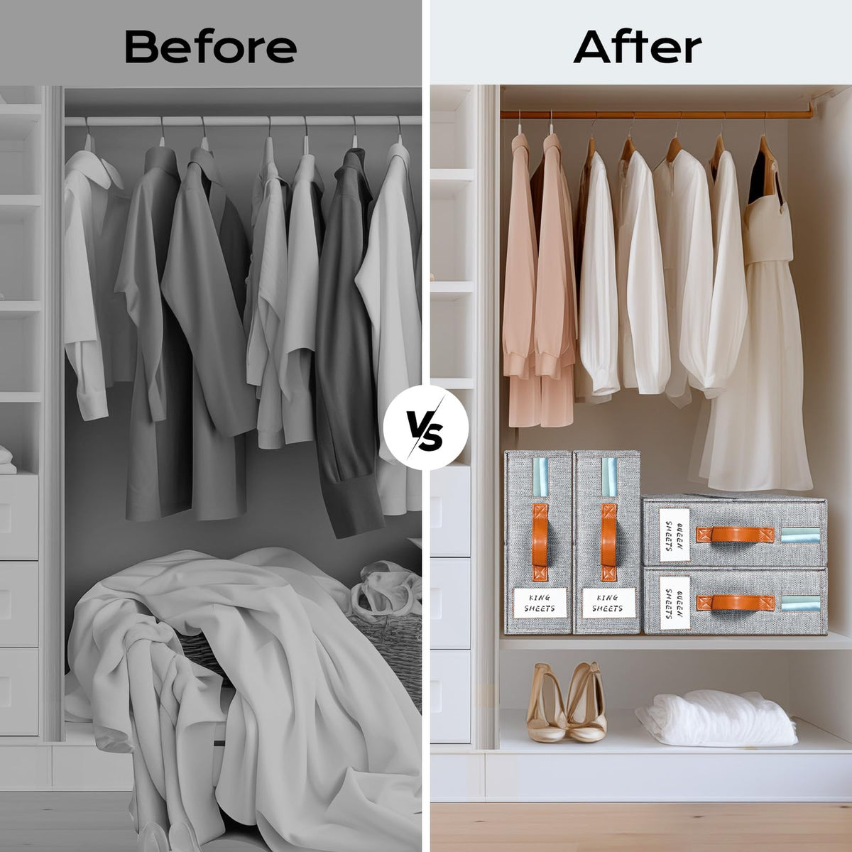 Yecaye bedding storage ideal for bedrooms and dorms.