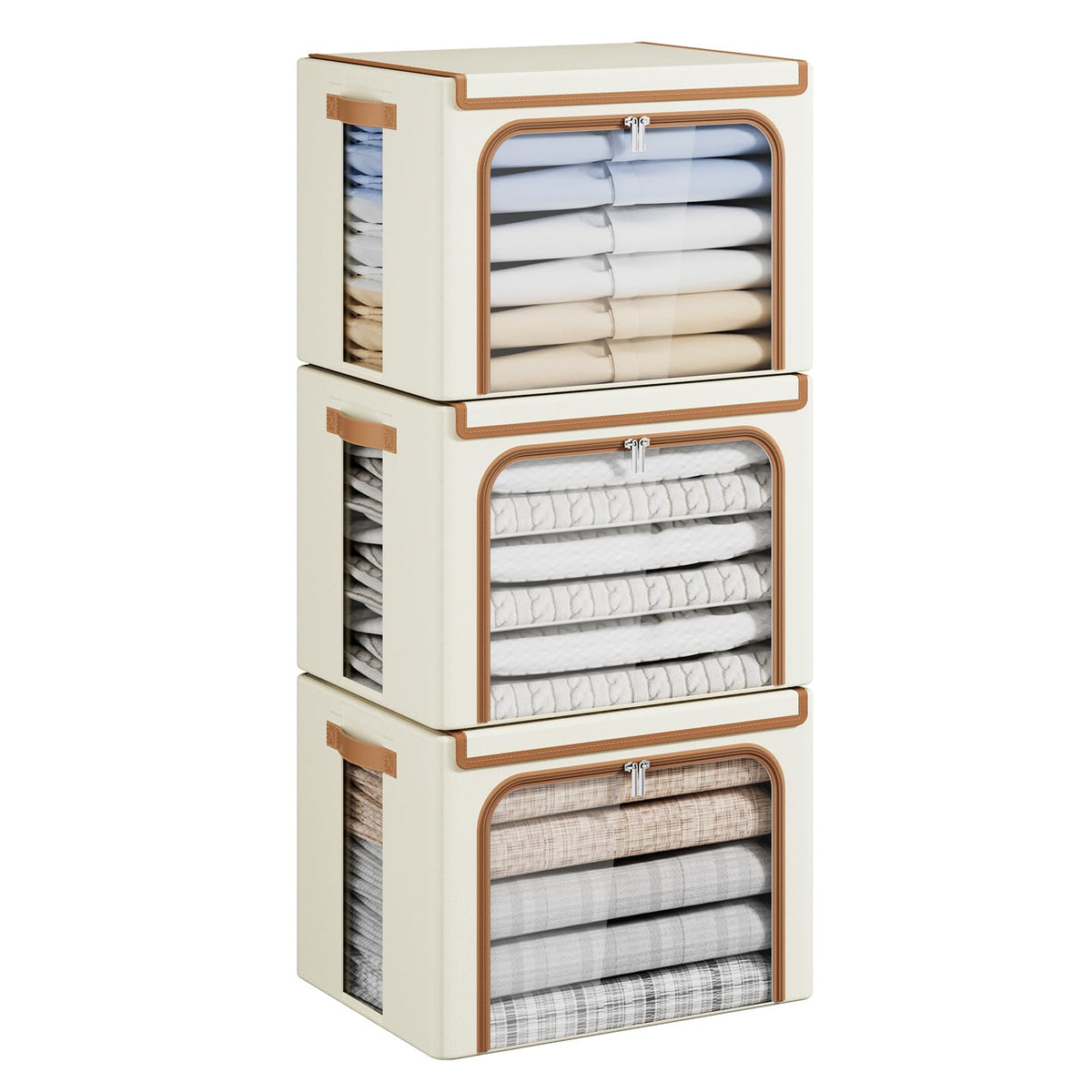 Yecaye clothes storage bin with metal frame and clear window for easy content view