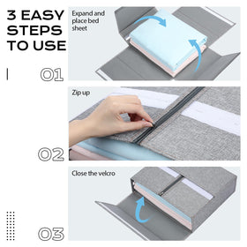 Yecaye foldable linen closet organizer keeps closet tidy.