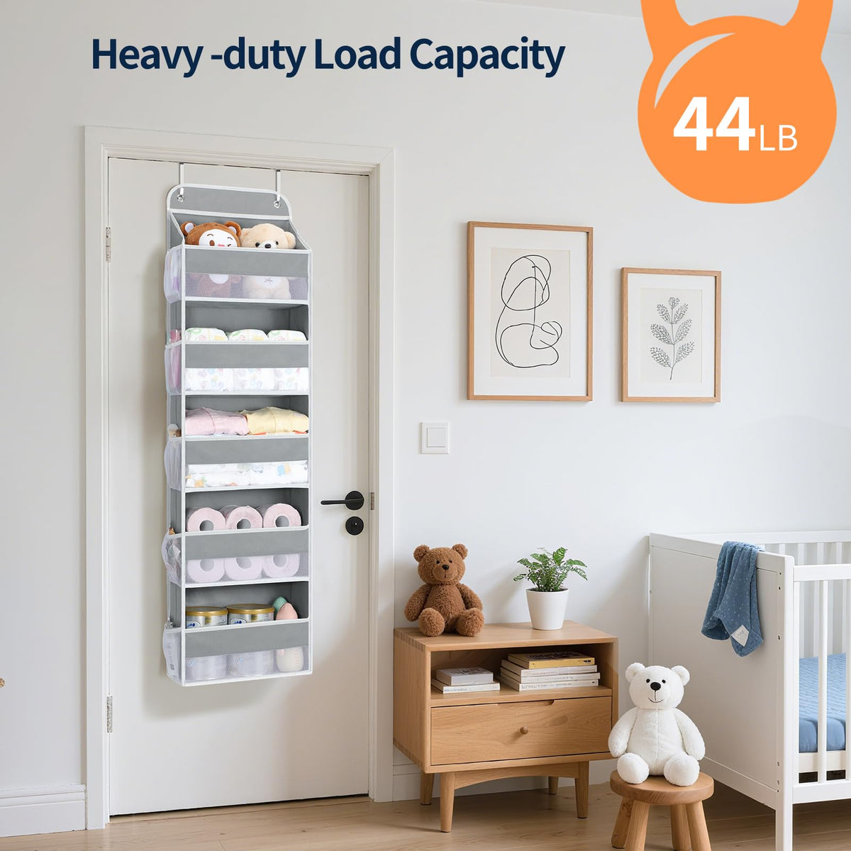 Heavy-duty Yecaye organizer holds up to 44 lbs without tilting.