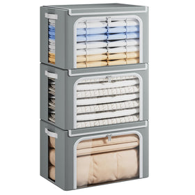 Yecaye large storage bin front view with clear window for quick content identification