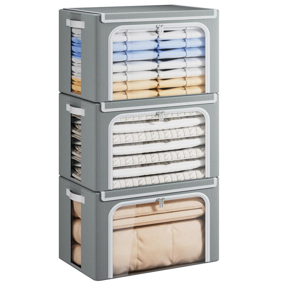 Yecaye large storage bin front view with clear window for quick content identification
