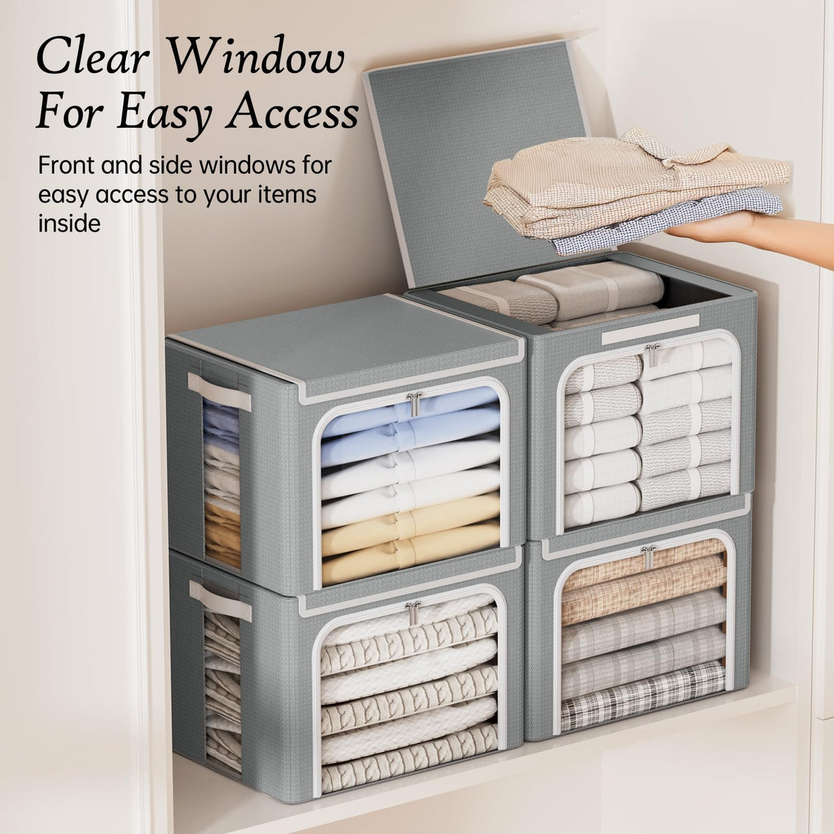 Stackable in a closet with lids to maximize space and organization