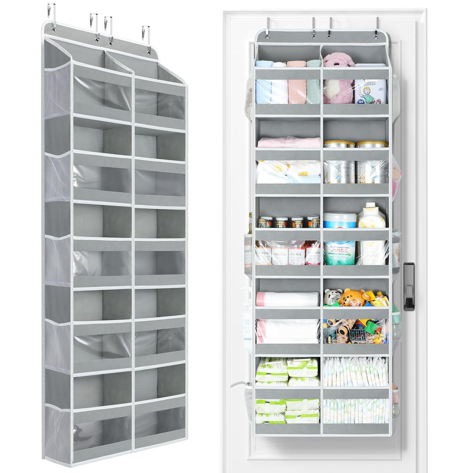 Yecaye over-the-door organizer with double-column design for expanded storage space.