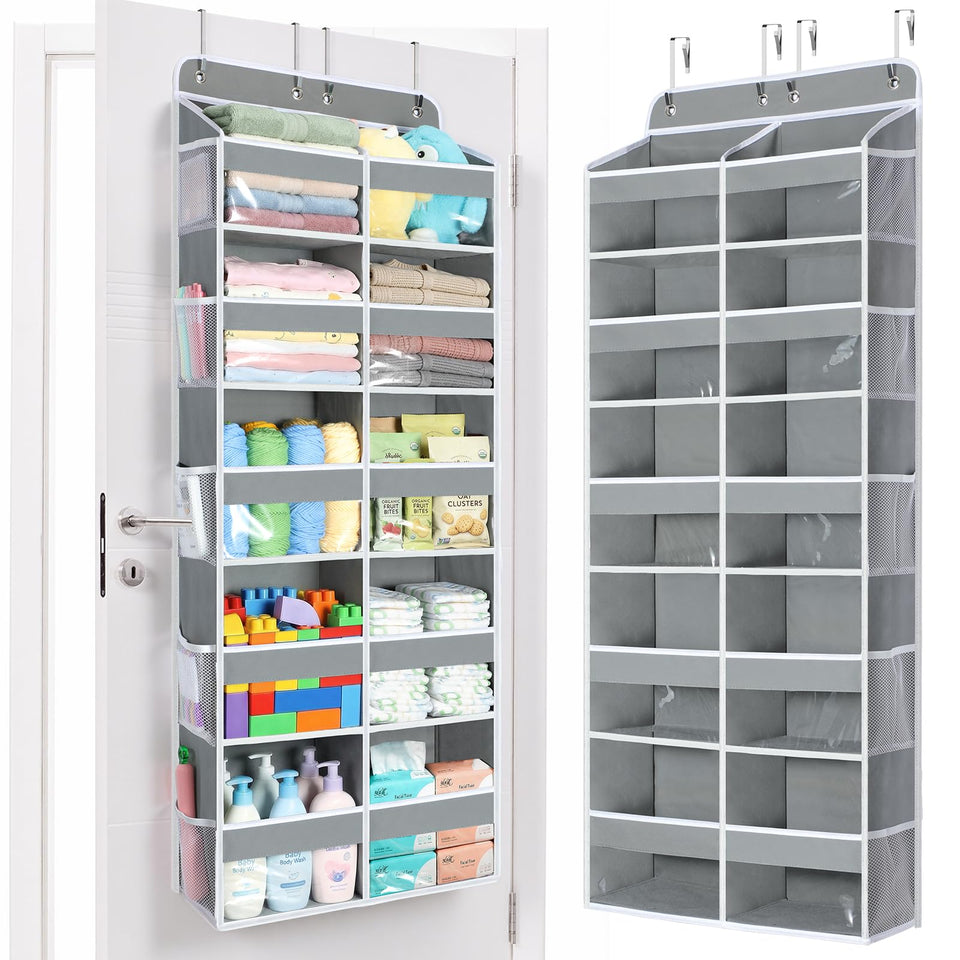 Yecaye over the door organizer five-tier front clear window for quick item visibility.