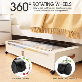 Yecaye rolling storage bins with 360-degree wheels for easy transport.