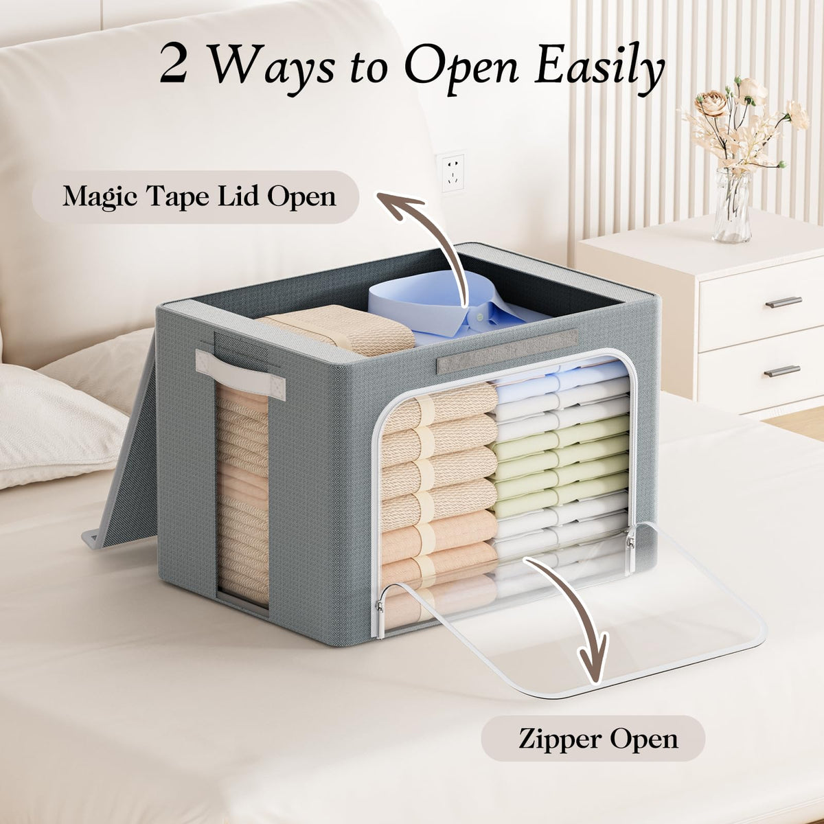 Yecaye bin with clear side window helps locate items fast.