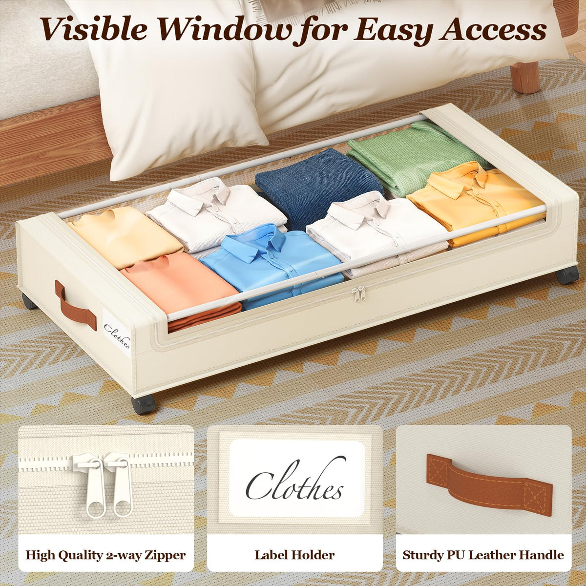 Yecaye under-bed shoe storage drawers organize footwear neatly.
