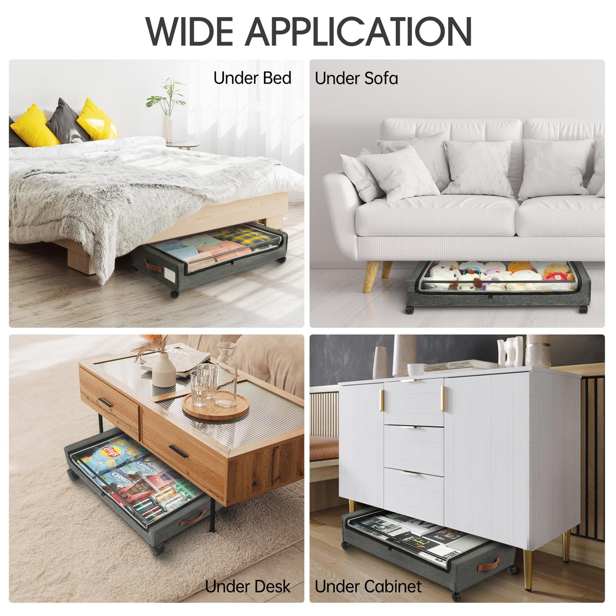 Yecaye under bed storage holds up to 66 lbs for sturdy daily items.