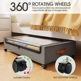 Yecaye under-bed storage with clear window, quick view of contents at a glance