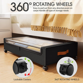 Yecaye under-bed storage with clear window for quick visibility.