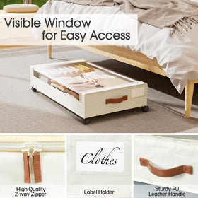 Yecaye under-bed storage fits under most beds with dimensions listed.