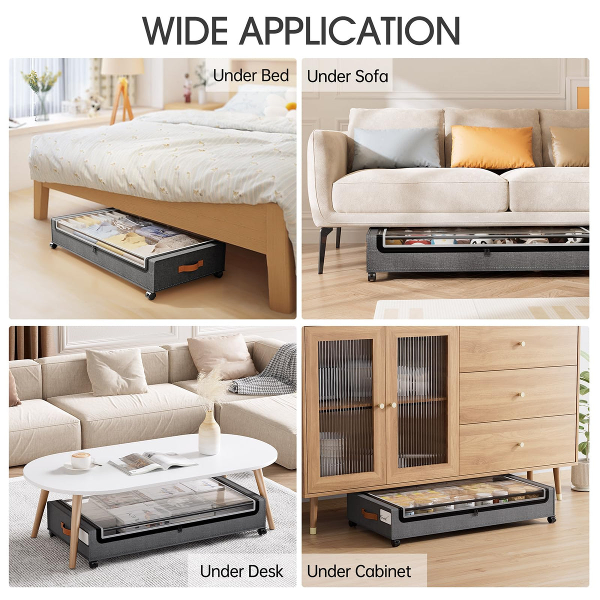 Yecaye rolling storage bin with metal frame remains stable on floors