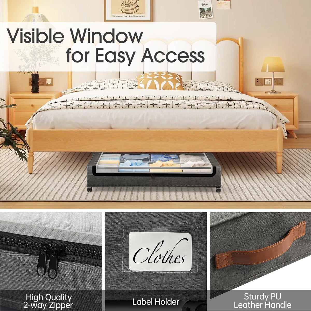 Yecaye under-bed storage folds flat when not in use to save space