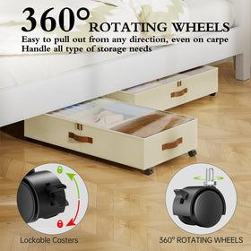 Yecaye under bed storage with wheels, adjustable dividers for varying item sizes.