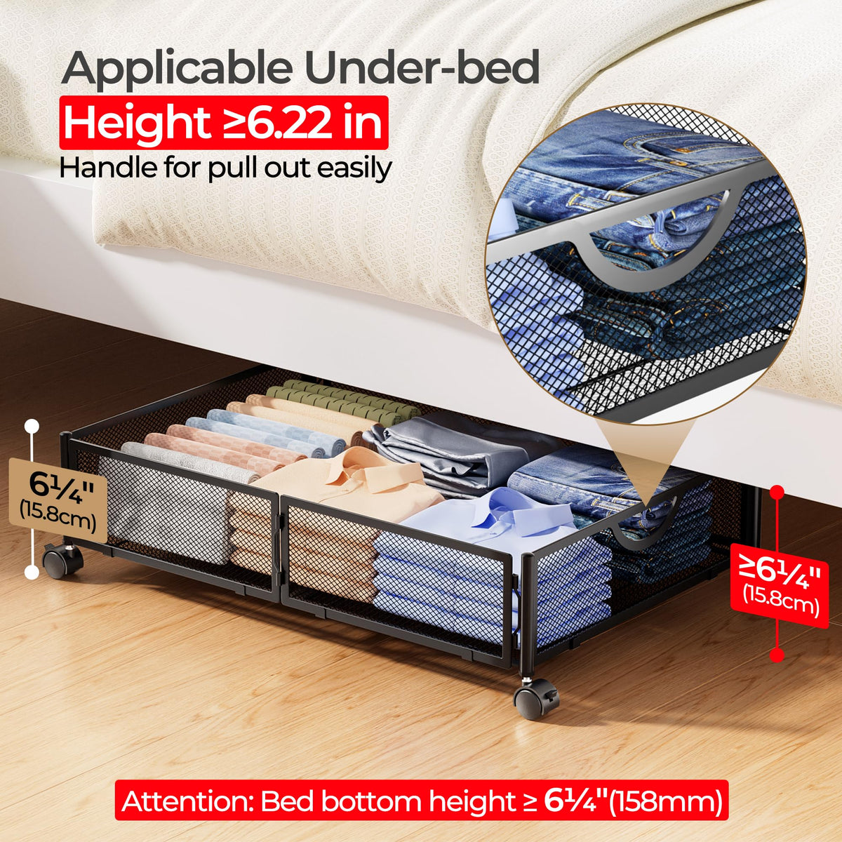 Yecaye under-bed storage wheels assembly in two quick steps