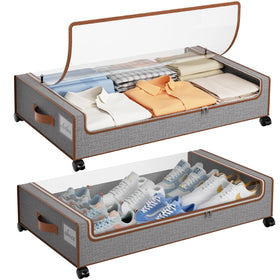 Yecaye under bed storage with wheels showing easy setup and mobility