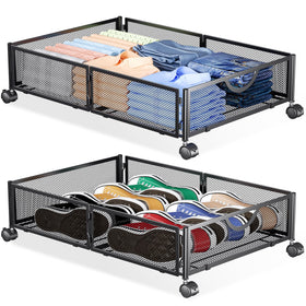 Yecaye under-bed storage with wheels frame shows durable metal construction for long-lasting organization.
