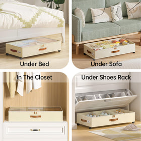 Yecaye under bed storage with wheels, removable frame for versatile configuration.