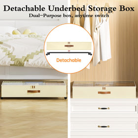 Yecaye under bed storage with wheels in a closet setup for compact living.