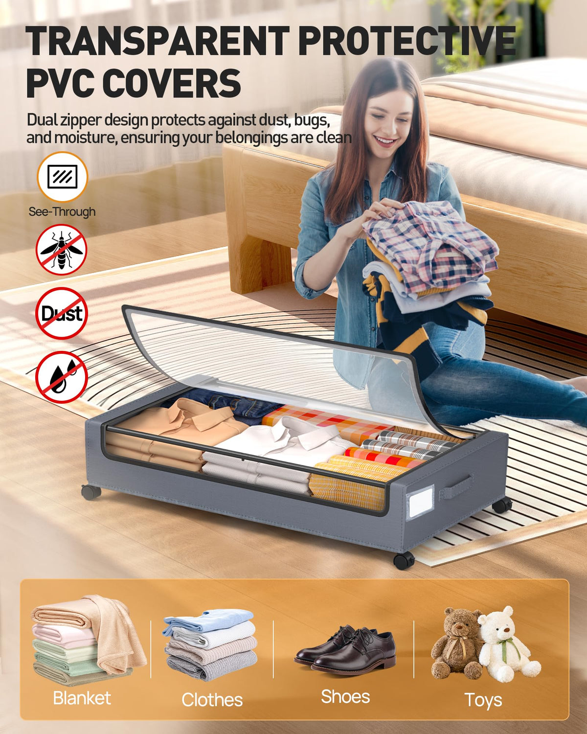 YEEBONIX metal-frame bin supports long-term storage with sturdy construction.