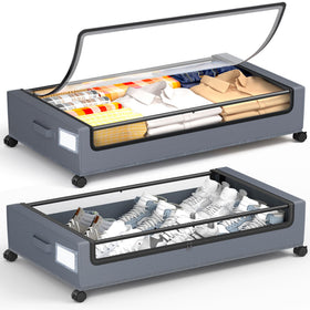 YEEBONIX under-bed storage wheels in action, 60L bin ready for under-bed organization.