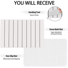 YEECOPON Stone Bath Mat in versatile use across bathroom, kitchen, entryway.