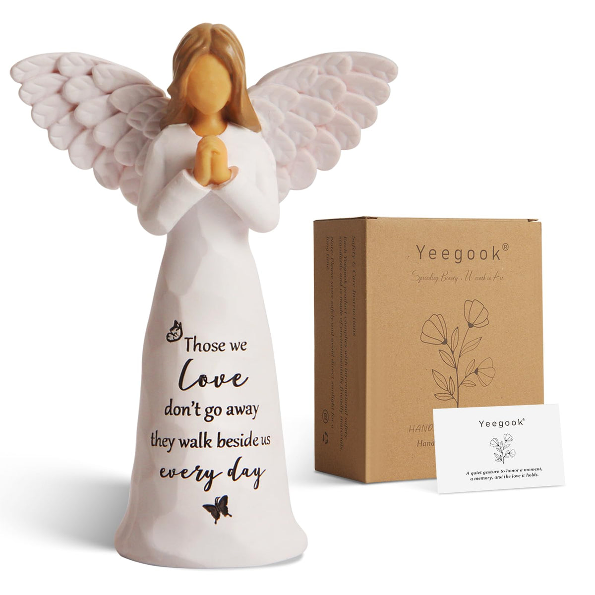 Yeegook sympathy angel figurine in handcrafted pose, a comforting memorial keepsake.