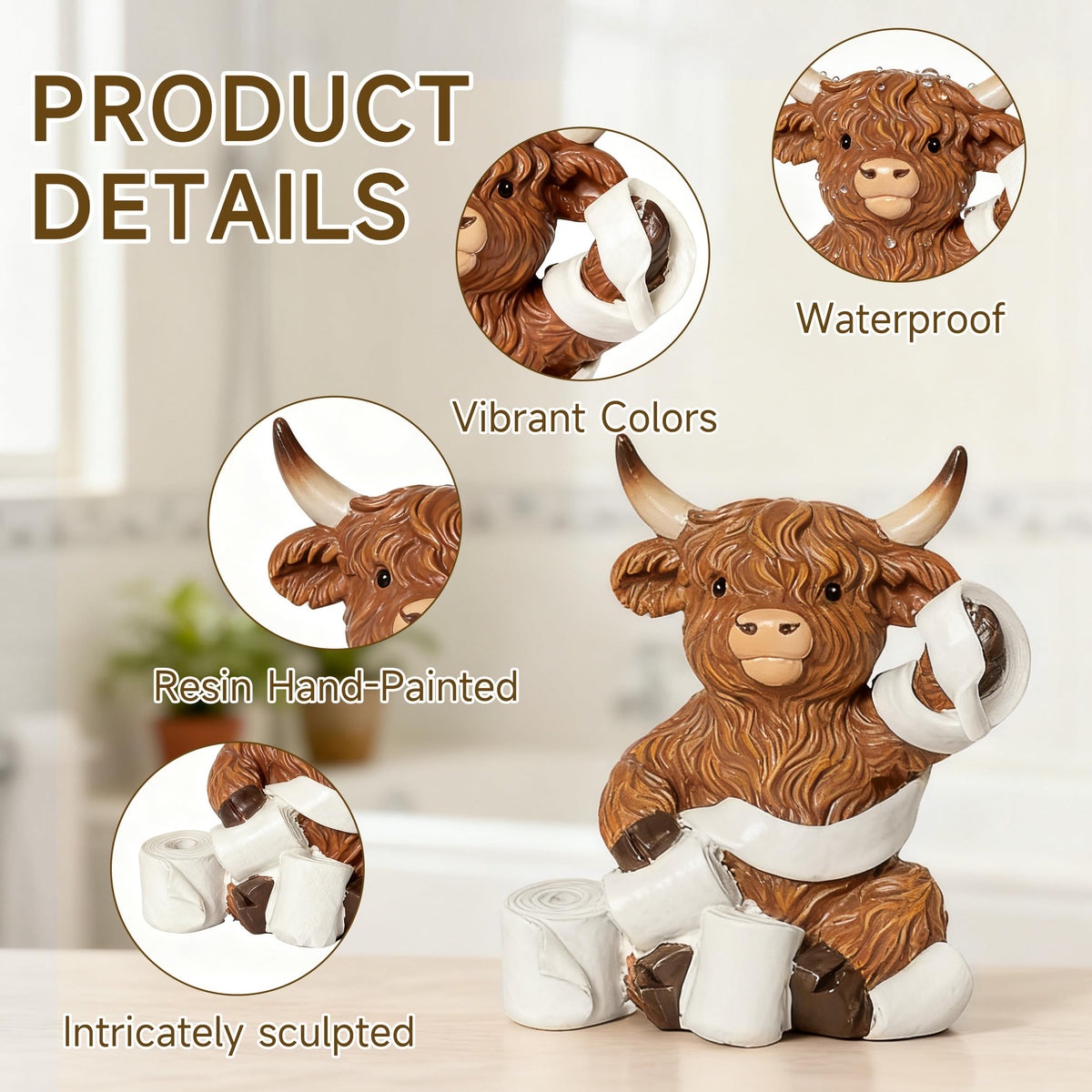 YeehaWhoo Highland Cow reading glasses scene adds quirky decor