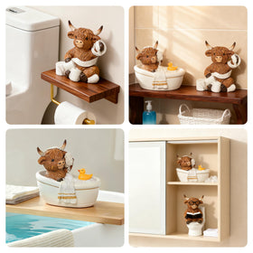 YeehaWhoo Highland Cow yellow rubber duck detail boosts shelf charm
