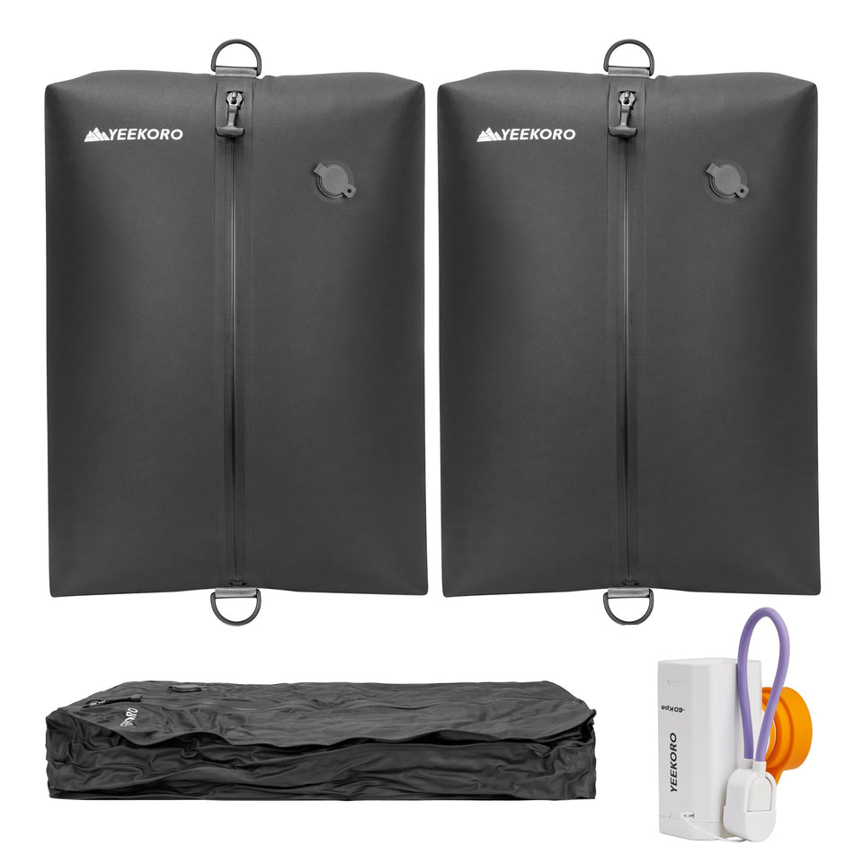 YEEKORO upgraded vacuum bag in travel setup keeps clothes organized and compact.
