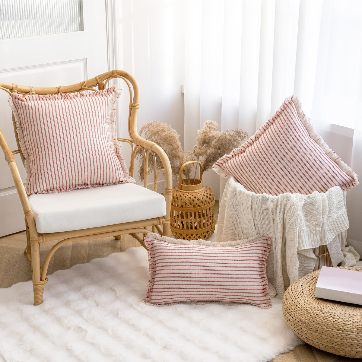YEENAASY fringe pillow cover adds subtle texture to living spaces.