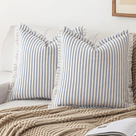 YEENAASY striped fringe pillow cover 18x18 inches adds boho style to living spaces