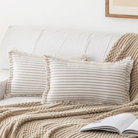 YEENAASY 12x20 striped fringe pillow cover for sofa decor