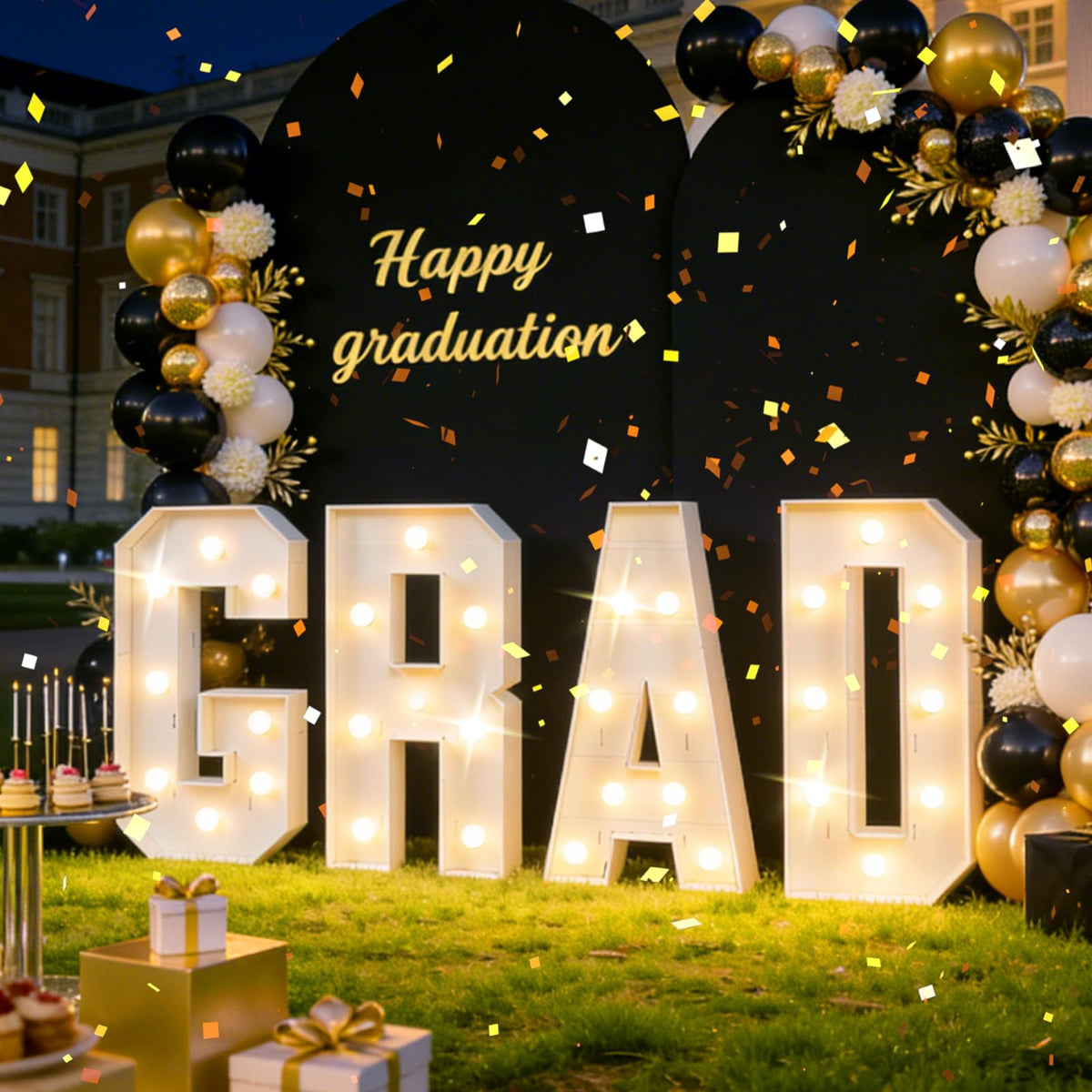 Yeenuo pre-cut graduate letters kit simplifies setup with no tools required.
