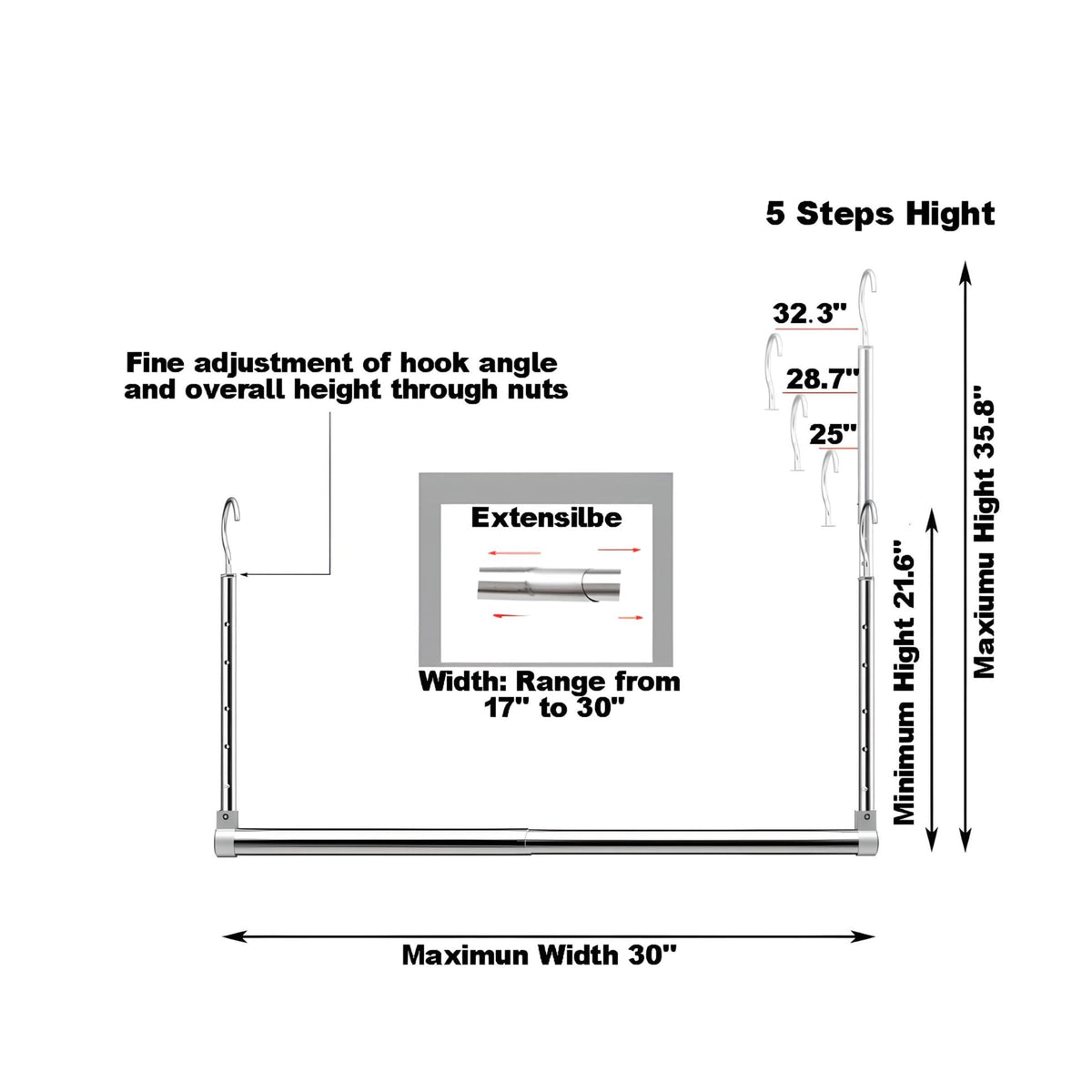 Yeetburg chrome finish rod supports practical load with stable mid-span.